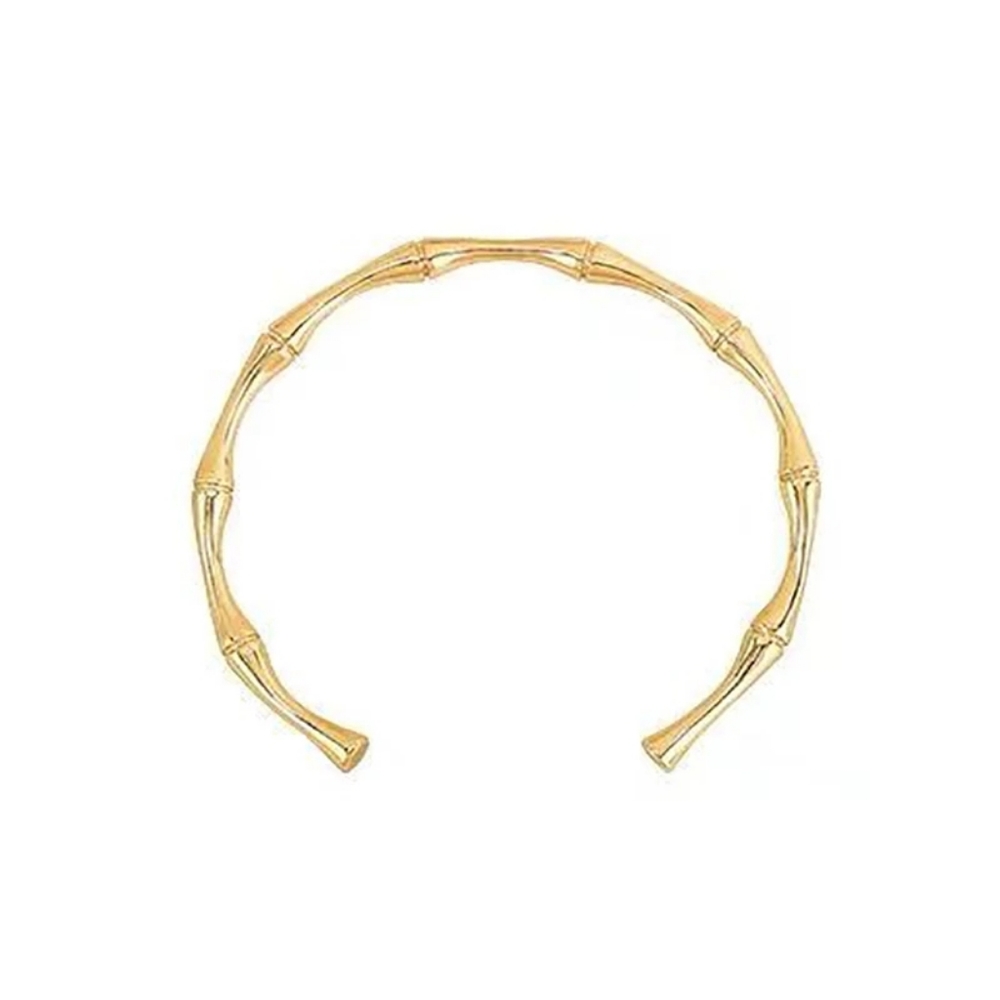 NEW 18k Yellow Gold Plated Bamboo Adjustable Cuff - Picture 5 of 11